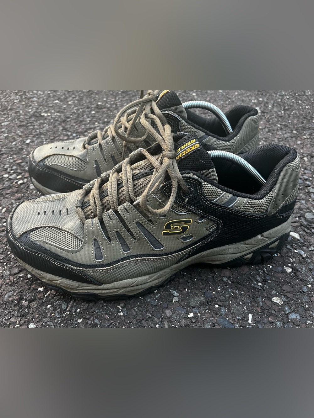 Skechers Afterburn M. Fit Men’s 14 Gray Black Athletic Walking Sneakers 50127